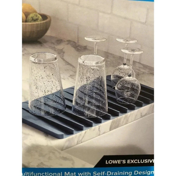 Kraus Kitchen SelfDraining Silicone Drying Mat Cyan Blue New14-3/4 x 8-1/8 x 1/2 - Picture 4 of 13